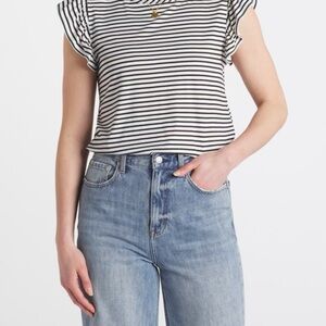 Nine Britton Black and White Striped Top